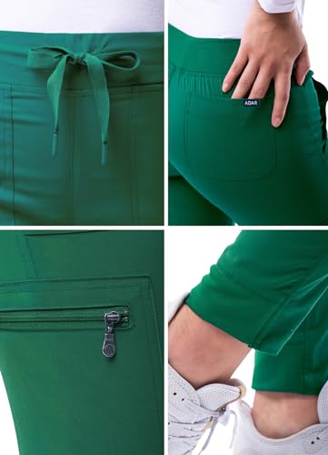 Adar Pro Scrubs for Women - Ultimate Yoga Jogger Scrub Pants - P7104 - Hunter Green - XS - Thumbnail 4