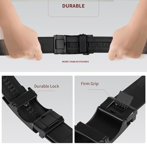 Airkit Men's Ratchet Leather Belt - Heavy Duty Adjustable Dress & Casual Belt