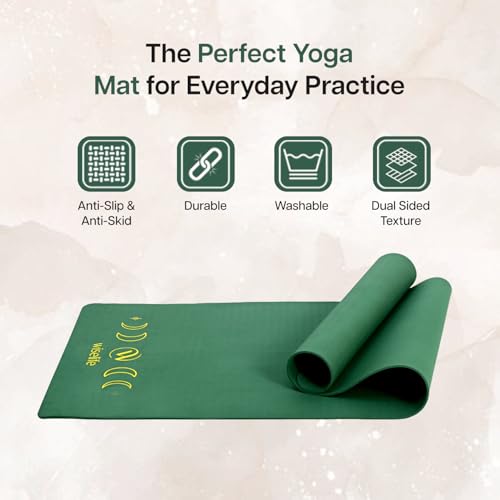 Image of WiseLife Grande XL 6 MM TPE Yoga Mat for Men & Women | Extra Thick, Long & Wide Premium Exercise Mat with Yoga Strap | Anti-Slip & Anti-Tear Ideal for Yoga, Pilates, Home Workouts & Gym Use (Green)