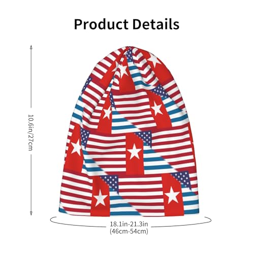 American Flag and West Papua National Flag Kids Leisure Elastic Knitted Hat Junior Large Size Knit Cap Child Beanie Black2