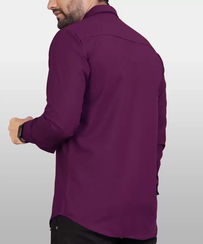 Image of CB-COLEBROOK Men's Regular Fit Solid Soft Touch Cotton Casual Shirt with Pocket Design with Spread Collar & Full Sleeves (Available in Plus Size)