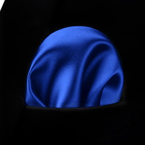 Image of HISDERN Mens Solid Color Ties Formal Satin Necktie and Pocket Square Set Classic Wedding Business Tie & Handkerchief