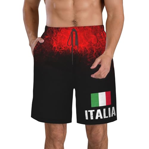 Vintage Italia Italian Italy Flag Gifts Mens Swim Trunks Men Quick Dry Summer Beach Shorts with Pockets Swimsuit
