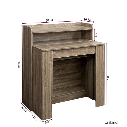 Extendable Dining Table for 2-10, 11"-98" Large Dining Table, Mid Century Modern Farmhouse Console Tables, Wood Foldable Kitchen Tables for Entryway, Dining Room, Living Room, Kitchen, Space Saving