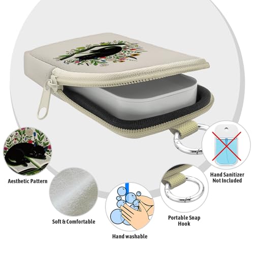 Mcapirivo Linda capa de spray desinfetante para as mãos de gato preto, bolsa com zíper, acessório de