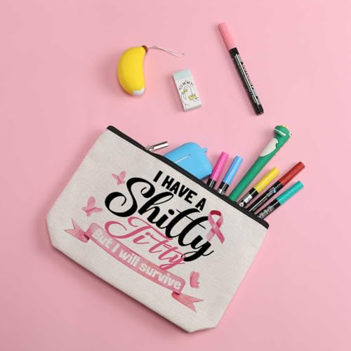 ZHAMEN Breast Cancer Survivor Makeup Bag - Get Well Soon Gifts for Women - Breast Cancer Awareness & Care Gifts - Cosmetic Travel Bag3