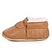 BirdRock Baby Sherpa Moccasins - Cozy, Genuine Leather Winter Shoes for Boys and Girls (Classic Brown, US 2)