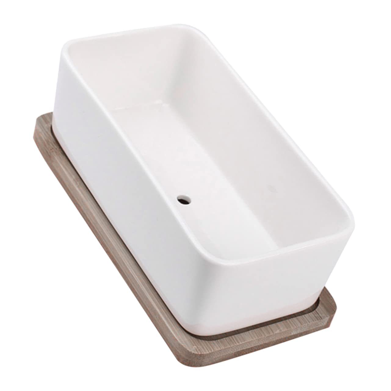 SUPVOX 1 Juego De Bandeja De Bambú De Cerámica Macetero Suculento Macetero Rectangular Maceta Grande Bandeja para Plantas Macetas Rectangulares Decoración De Plantas Bonsái