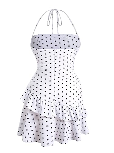 Image of Floerns Women's Floral Halter Ruffle Tiered Cute Summer Mini Dress Milkmaid Vacation Sundress