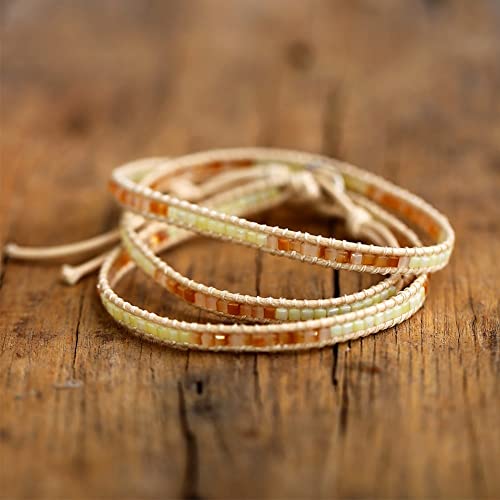 Leige Handmade Woven Stone Beads Bracelets For Women Vintage Multi Layered Wrap Bracelet Armband Charm (Color : A, Size : As Shown) #TOP3