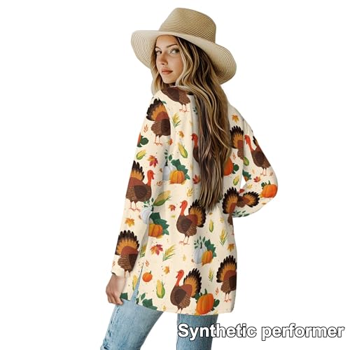 Image of Fall Maple Leaf Cardigan Sweaters for Women Long Sleeve Cardigan Soft Drape Open Front Dusters V-Neck Jackets Dressy