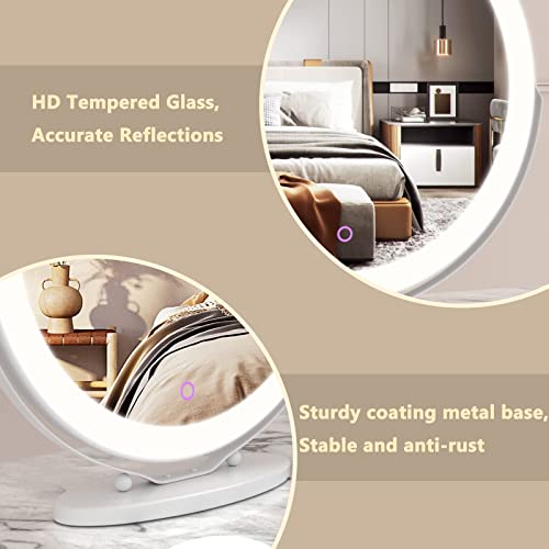 Vierose 20 Inch Large Vanity Makeup Mirror With Lights, 3 Color Lighting Modes | Round Lighted Up Makeup Mirror With Dimming Led Halo For Dressing Room & Bedroom Tabletop, Touch Control (White) #TOP5