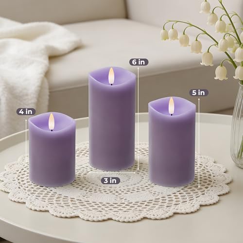 Image of Pastel Purple LED Real Wax Made Flameless Battery-Operated Pillar Candles