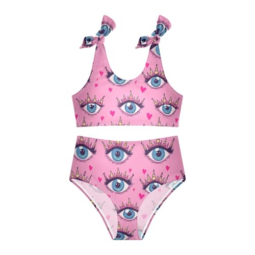 Wusikd Eyes Heart-Shaped Girls Swimsuits Two Piece Crowns Pink Swimwear Bikini Set for for Girls Size 3T3