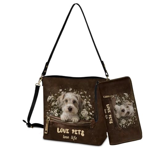 Image of Bucket Crossbody Bag Set for Women Lady, Leather Purse and Wallet Set Large Bucket Bag with Wallet