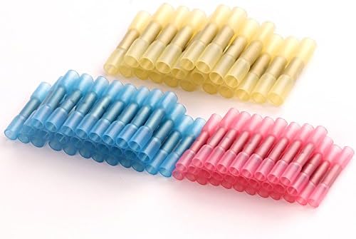 Pullkalia - 100pcs/set Heat Shrink Butt 3 Sizes Crimp Terminals Insulated Electrical Wire Cable Connectors For 22-10 AWG