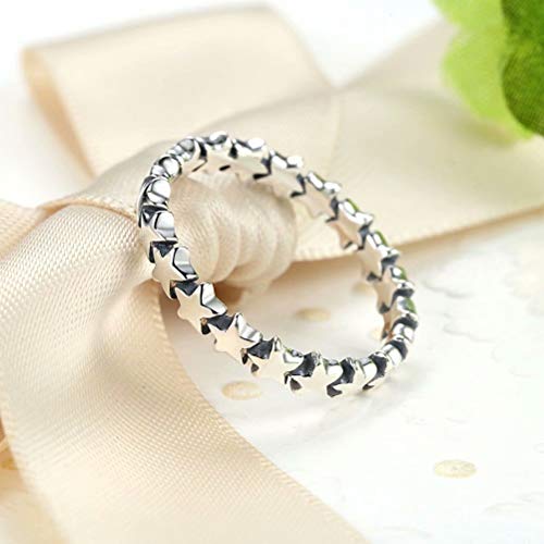 Presentski 925 Sterling Silver Star Ring Stackable Rings Eternity Promise Rings for her4