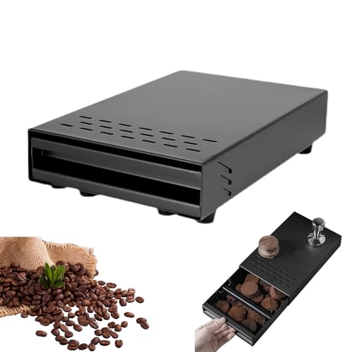 Contenedor de Posos de Cafe, Caja de Posos de Cafe Acero Inoxidable, Caja de Café Espresso para Café Molido con Barra de Golpeo Extraíble Espresso Knock Box Cajón para el Hogar Cocinas Oficinas