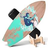 Yigowyigo Tabla de equilibrio, 75 x 28 cm, 15 mm de grosor, capacidad de carga de 150 kg, tabla de equilibrio de madera para adultos y niños con rodillo y soporte, tabla de equilibrio para surf