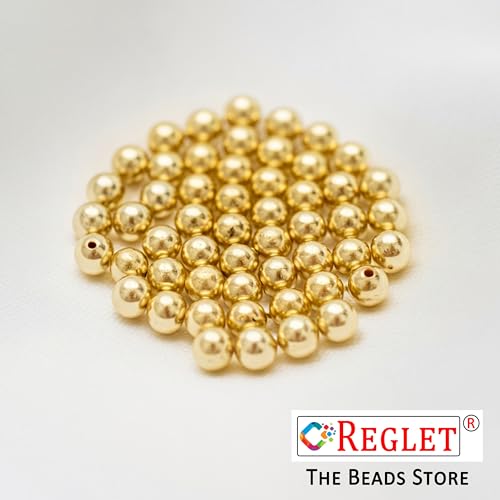 Image of 200 Pcs Golden Pearl Beads for Jewellery Making Kit | Bead Bracelet Making for Women Girls Kids | Crystal Beads for Craft | Pearls for Craft | 12mm | 200g