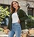 Disamer Jackets for Women Fall Fashion 2026 Casual Bomber Jacket Varsity Lantern Long Sleeve Outerwear Button Down Coat,Green,Medium
