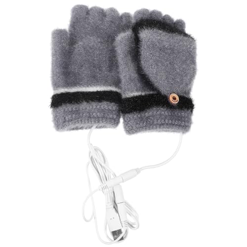 KOMBIUDA Guantes Térmicos Eléctricos USB con Calefacción Doble Cara Diseño con Tapa Abatible para Invierno Resistentes al Viento Recargables para Actividades al Aire