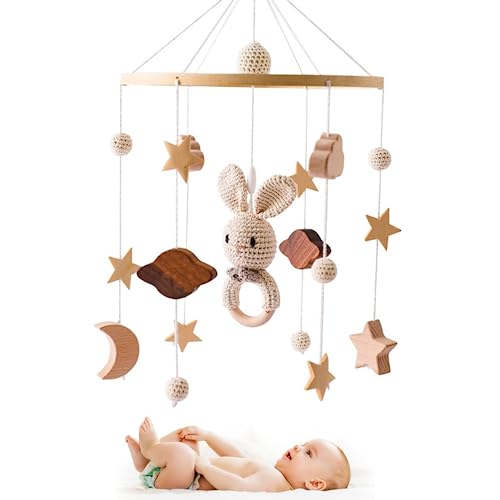 Mobile berceau lapin et nuages 3D pour apaiser la chambre de bébé - 5