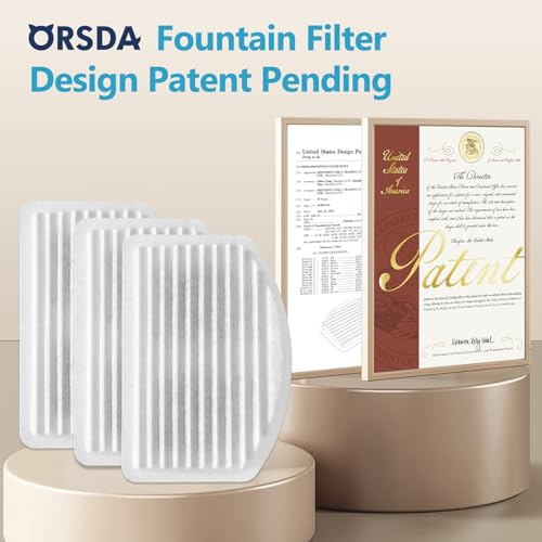 ORSDA Cat Water Fountain Filters, Carbon and Resin Filters ONLY for 100oz/3L Automatic Pet Fountain Dog Water Dispenser, 3 Triple Filtration System(12 Pcs)