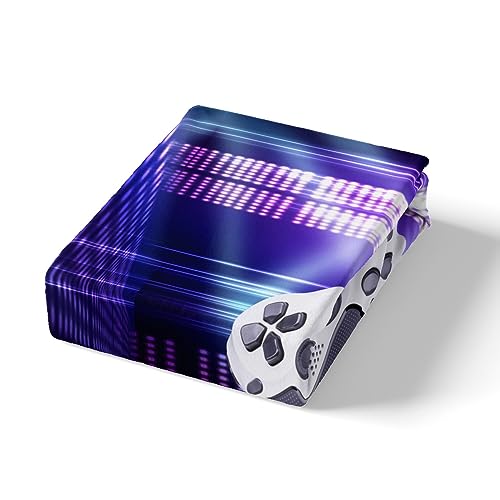 Loussiesd Gamer Bedding Set Single Boys Teenage Gaming Modern Vr Player Bed Cover For Teens Duvet Cover Play Joystick Home Bedroom Decor White Gamepad Blue Purple - Image 3