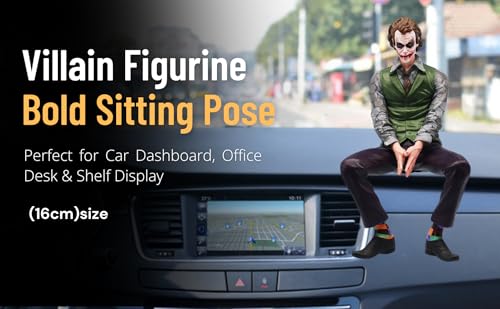 Image of 16cm Clown-Themed Villain Action Figure - Sitting Pose Figurine with Removable Mask, Multicolor Desk & Car Decoration - Collectible Model Toy (1 Piece)