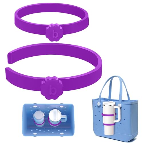 BestStone Cup Holder for Bogg Bag – Compatible with Stanley 30oz/40oz Tumblers, Adjustable Bogg Bag Accessories Insert, Drink Holder Compatible with Simply Southern & Simply Modern Tote Bags(Purple)