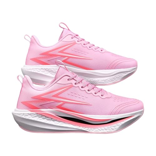 GGOOB Men’s Carbon Plate Running Shoes Lightweight Breathable Sneakers Cushioned Rebound Non-Slip Athletic Trainers (Pink White,11.5)