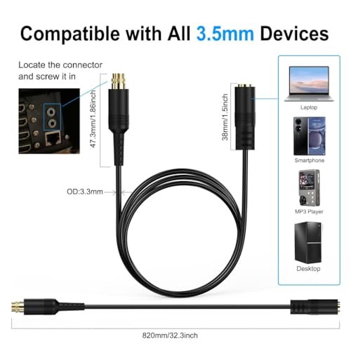 Cable de audio mono 3.5mm con conector macho a hembra 80 cm miniatura 5