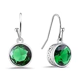 Silver Emerald Dangle Earrings for Women Green Crystal Drop Earrings Hypoallergenic Handmade Dangly Earrings Green jewellery for Gifts