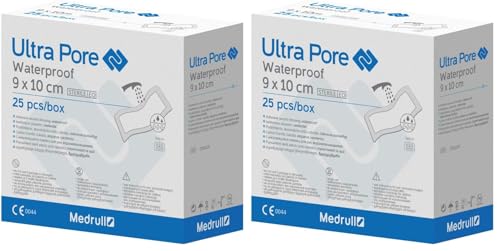 Pansement imperméable Medrull ULTRA PORE, compresse absorbante 5x5cm anti-adhérente, 50 unités