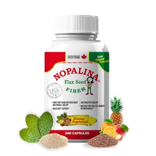 Nopalina Fiber Formula | 240 Capsules | Flax Seed Psyllium Oat and Wheat Bran Omega 3 6 & 9 | Gut Health & Regularity | The Original
