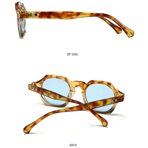 Lunettes de soleil style polygonal carré détails rivets rétro chic - 3
