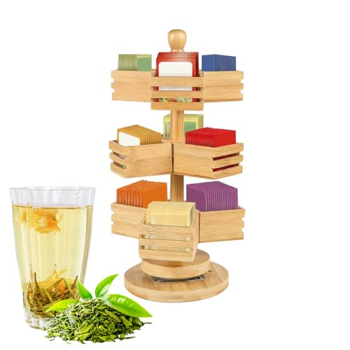 Generico Organizzatore Porta Tè - Scatola Di Archiviazione Rotante A 3 Livelli Per Bustine Di Tè | Stazione Portabustine da,Per Casa Cucina Caffè Ufficio Scrivania Piano Di Lavoro E Bancone Del Bar