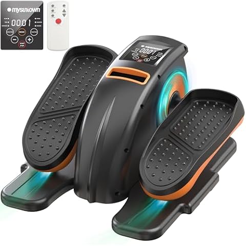 Under Desk Elliptical Machine, Mysuntown Ellipse Leg Exerciser for Seniors Fully Assembled, Quiet & Portable Electric Seated Pedal Exerciser, Fluorescent Orange and Black Cover