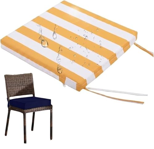Outdoor Chair Cushions Waterproof Patio Cushion With Non-Slip Ties, Fade-Resistant Square Seat For Furniture Removable Cover, Ga