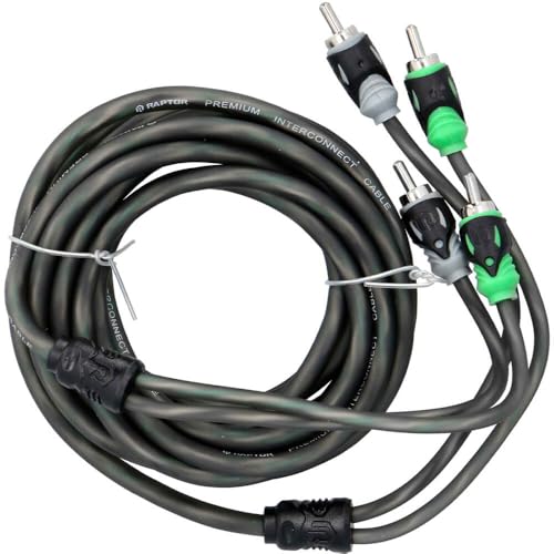 Cable RCA de 2 canales Raptor con aislamiento flexible y longitud de 10 pies 3