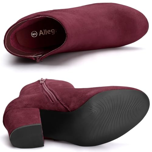 Allegra K Allegra K Women's Zipper Chunky High Heels Burgundy Ankle Boots - 8 M US