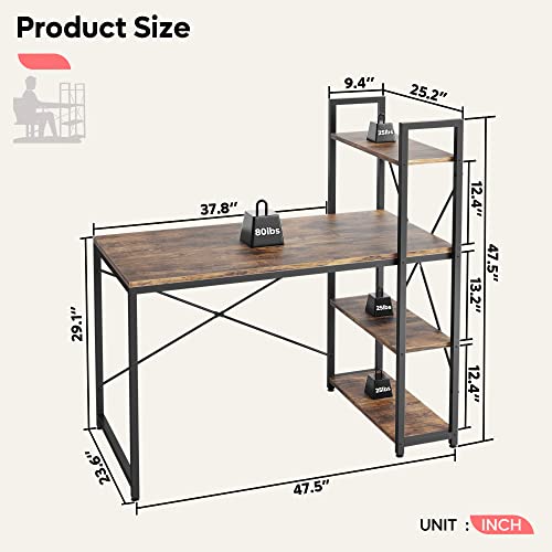 image for Bestier Computer Desk with Shelves - 47 Inch Small Space Home Office D