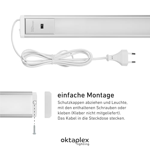 Oktaplex Riva LED Unterbauleuchte dimmbar neutralweiß 120cm Lichtleiste mit Sensor 765lm Unterbaulampe Küche 10W silber