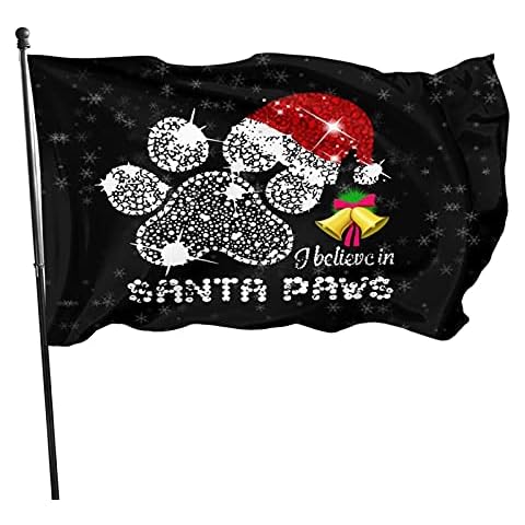 LAIUE Garden Flag 3x5ft with Brass Grommets Santa Paws Gliitering Chritmas Yard House Flags Vivid Color Inside/Outside Use Uv Protected Guard Banner Flags Double Sided Print Cover