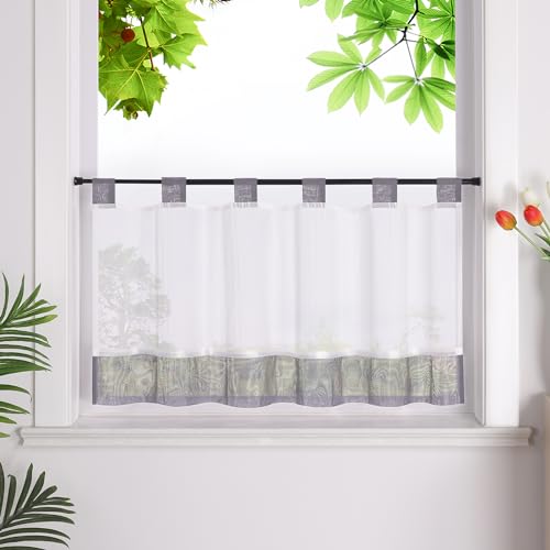 HeichkelL Scheibengardine mit Schlaufen Leinenoptik Gardine...