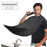  Delantal Babero Para Barba Tela Impermeable Delantal de barba Delantales barba Afeitado de tela Babero de tela de limpieza Mantenga su ba?o limpio regalo para los hombres barbudos Negro(L)