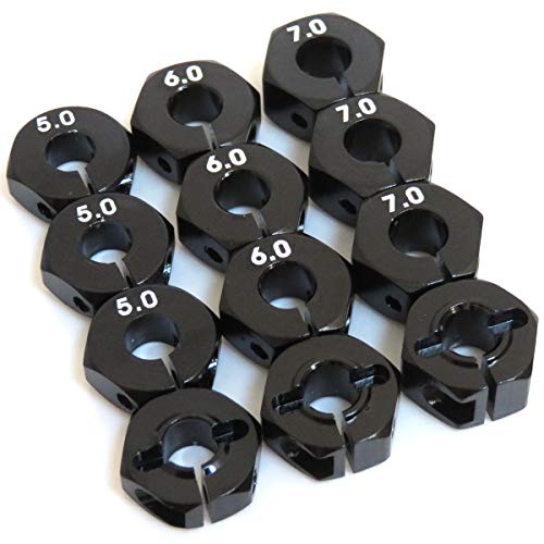 hobbysoul RC Aluminium Radmitnehmer Felge Hub Drive Adapter 5mm 6mm 7mm Schwarz Farbe Für 1/10 RC Auto Hex 12mm Felgen Cover