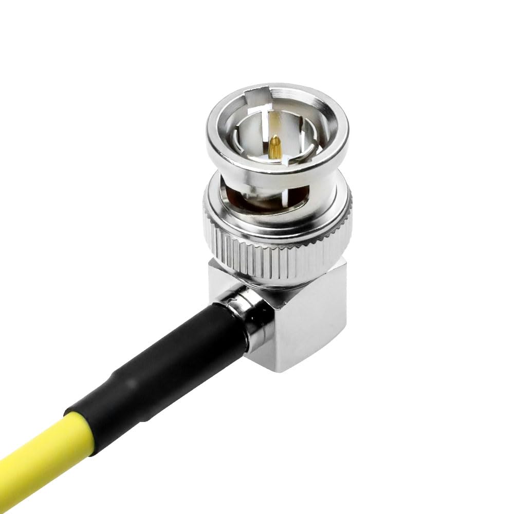 Alvin's Cables 12G SDI elastyczny kabel koncentryczny BNC BNC męski kąt prosty do Komodo czerwony, monitor Atomos 75 omów, ekranowany kabel do kamery 4K, żółty