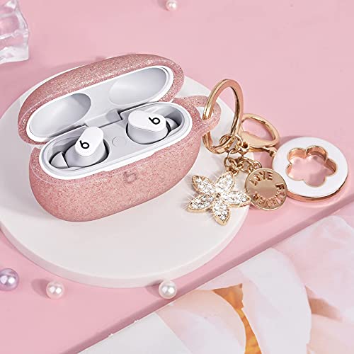 Visoom Compatible With Beats Studio Buds 2021 Case, Silicone Soft Carrying Cases Protective Wireless Charging Cover Skin With Beats Studio Earbuds Accessories Keychain For Women&Girls #TOP2